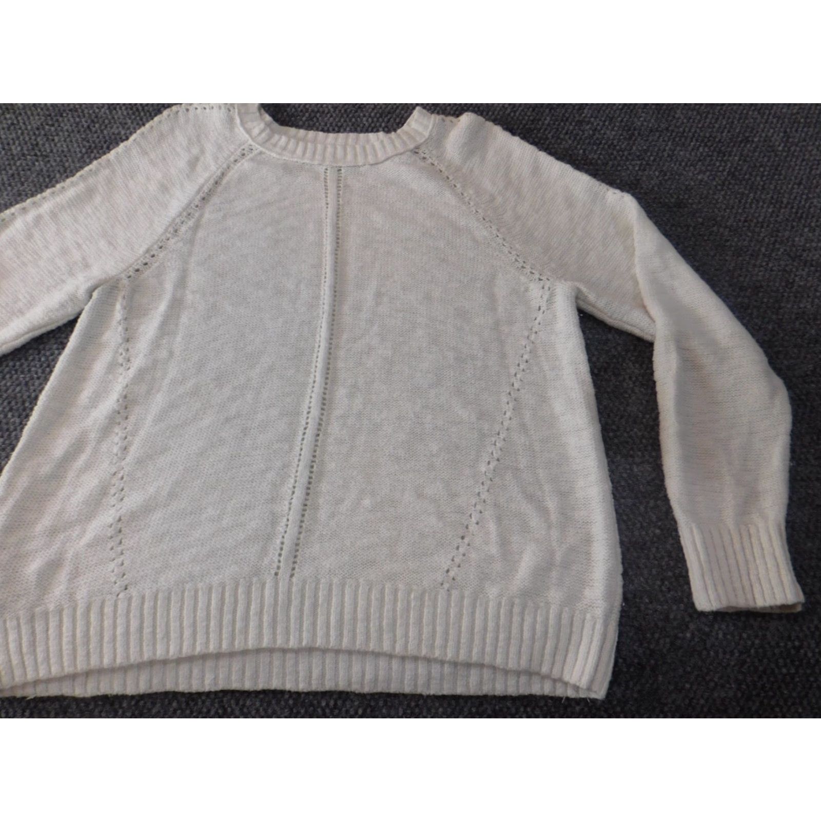 Loft LOFT White Crewneck Pullover Sweater XL Women Knit Acrylic Cotton Modern Rib Knit Casual Pullover Size XL / US 12-14 / IT 48-50 - 2 Thumbnail