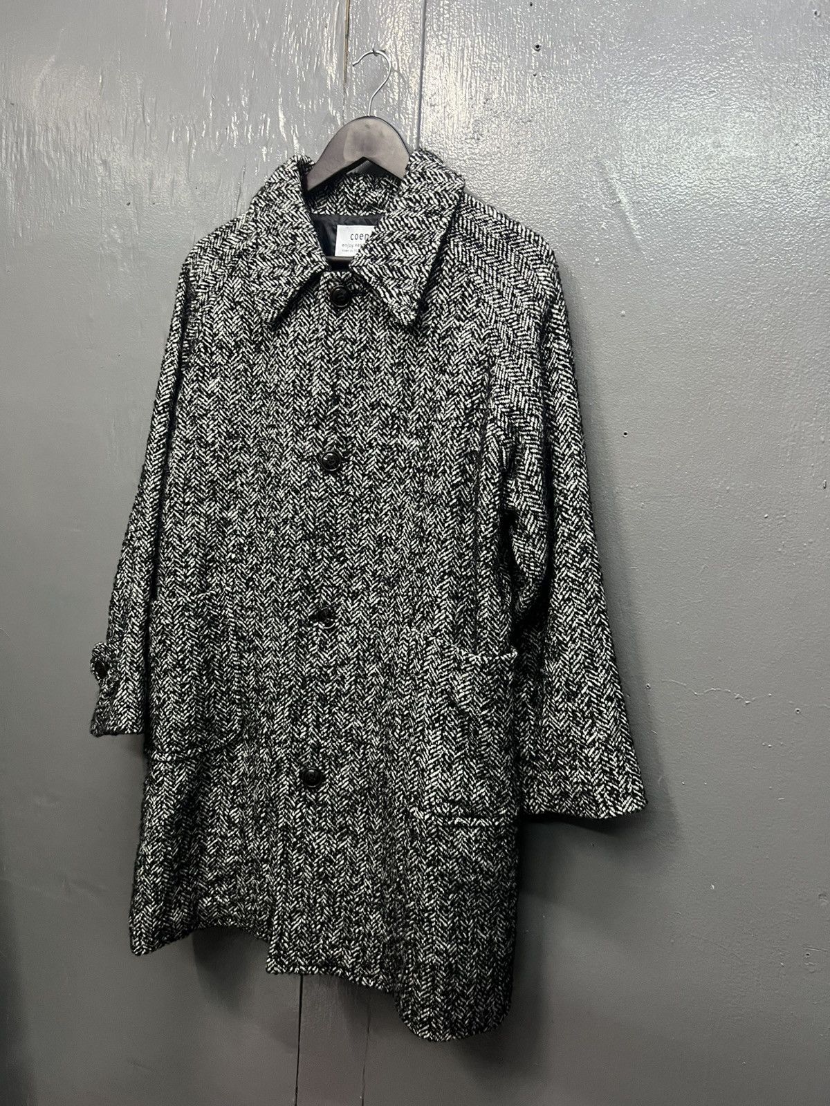 Japanese Brand Coen Herringbone Twill Coat Jacket Size US L / EU 52-54 / 3 - 2 Thumbnail