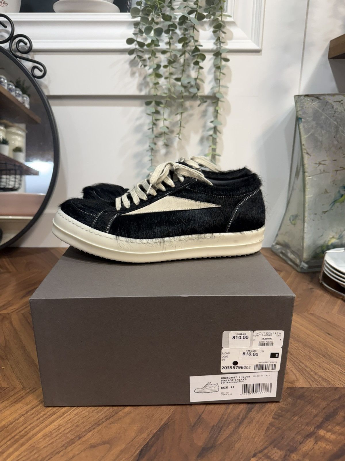 Rick Owens Rick Owens Black Vintage Low Top Sneakers Pony Hair | Grailed