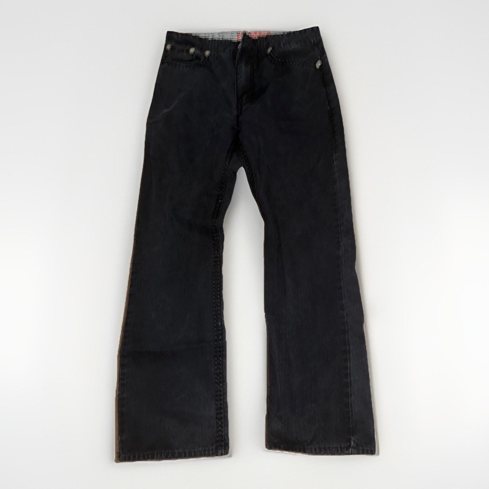 Vintage Platini Jeans Cougar Embroidered Pants Black Missing Button Size US 33 - 3 Thumbnail