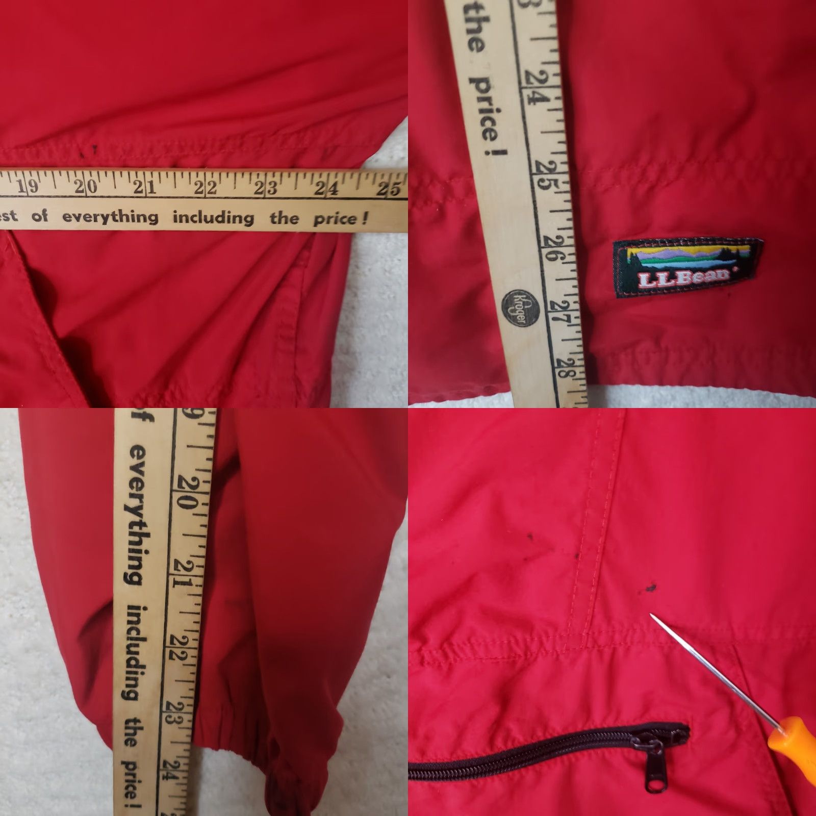 Vintage VINTAGE LL Bean Hooded Windbreaker Anorak Jacket Mens L Red Kangaroo Pouch Zip Pocketed 1/2 Zip Zipper/Storm Windbreaker Style Outdoor Size US L / EU 52-54 / 3 - 9 Thumbnail