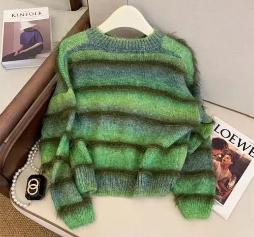 Japanese Brand × Vintage Striped patchwork crew neck knitted sweater Size S / US 4 / IT 40 - 2 Thumbnail