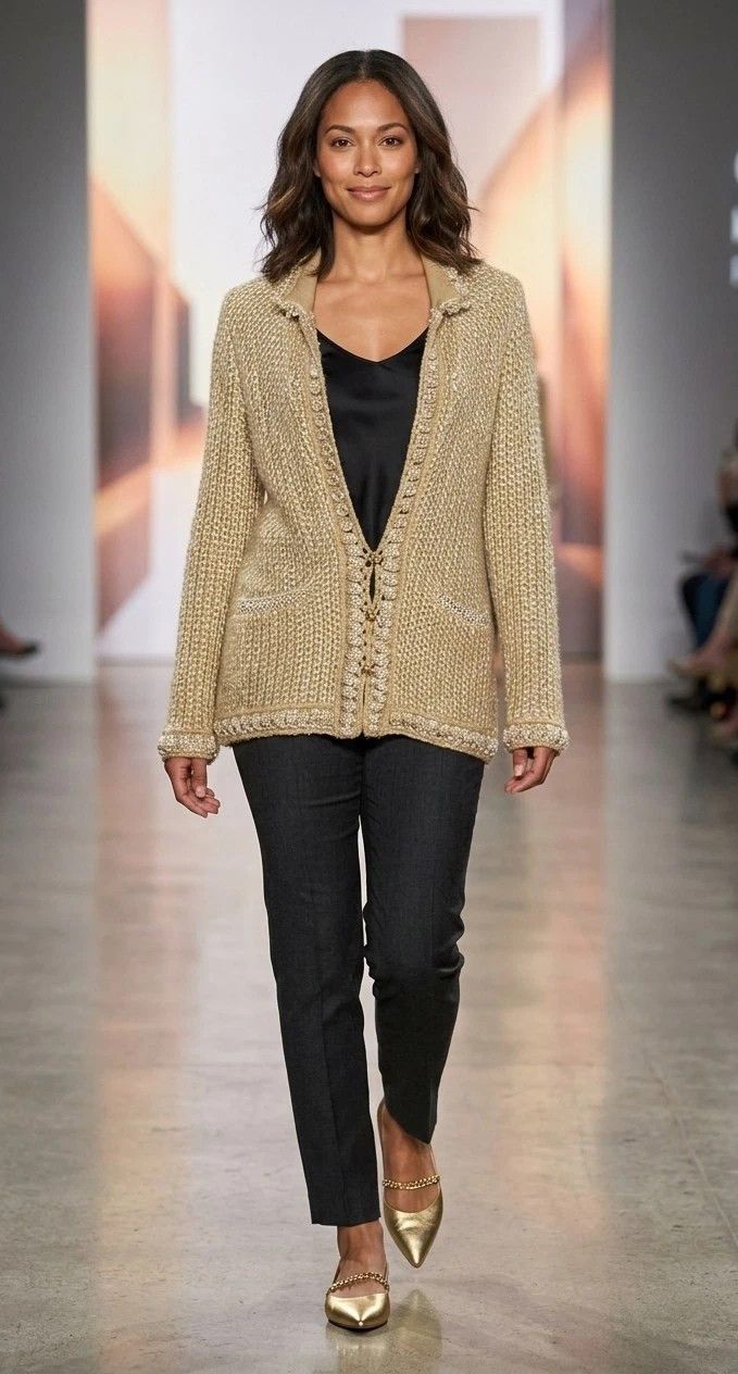 Chanel Vintage CHANEL Gold Shimmer Cardigan Jacket FR 38/US 6/Small Size S / US 4 / IT 40 - 1 Thumbnail