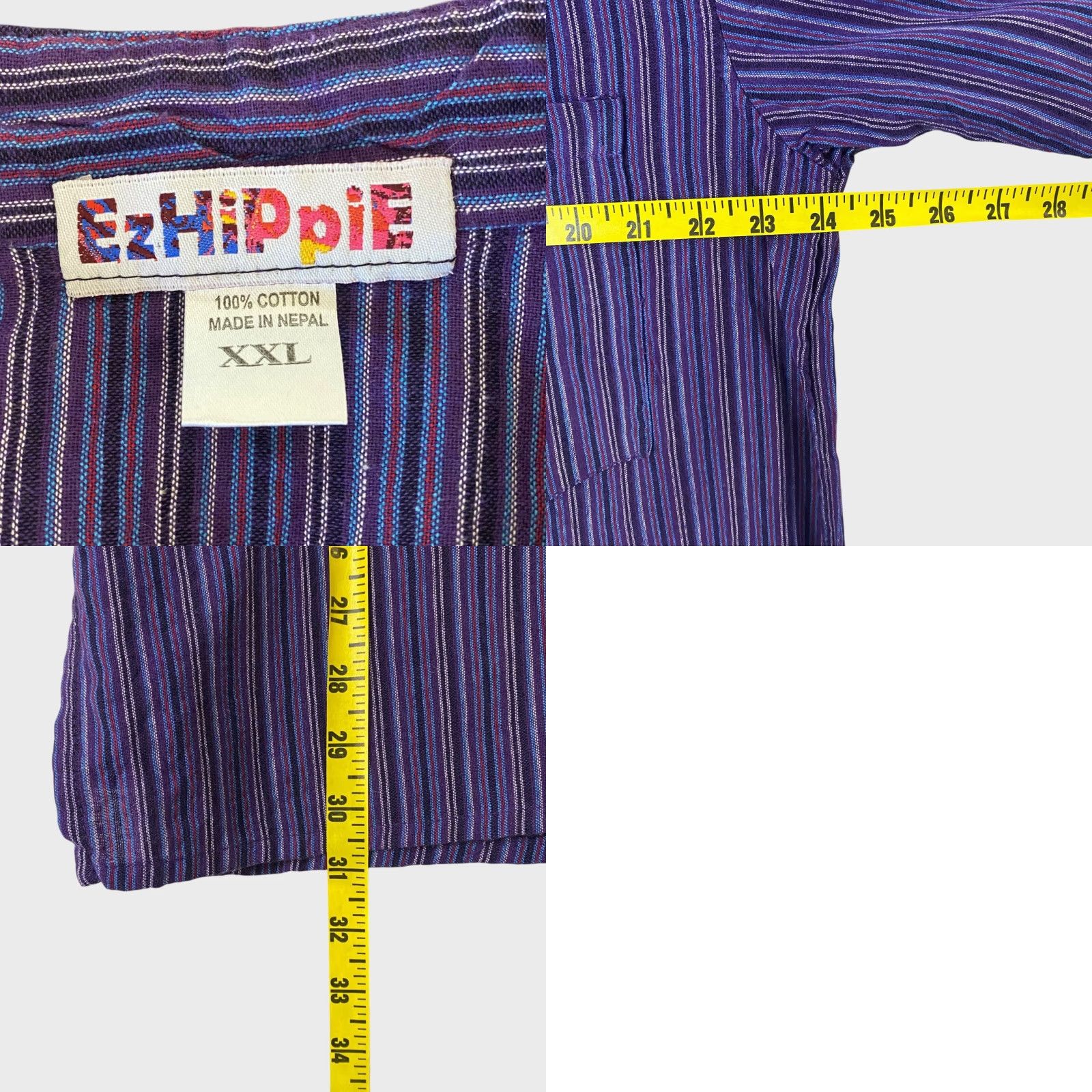 Etro VINTAGE EzHippie Retro Striped Grandad Collared Shirt Men's XXL Purple Cotton All Seasons Size US XXL / EU 58 / 5 - 8 Thumbnail