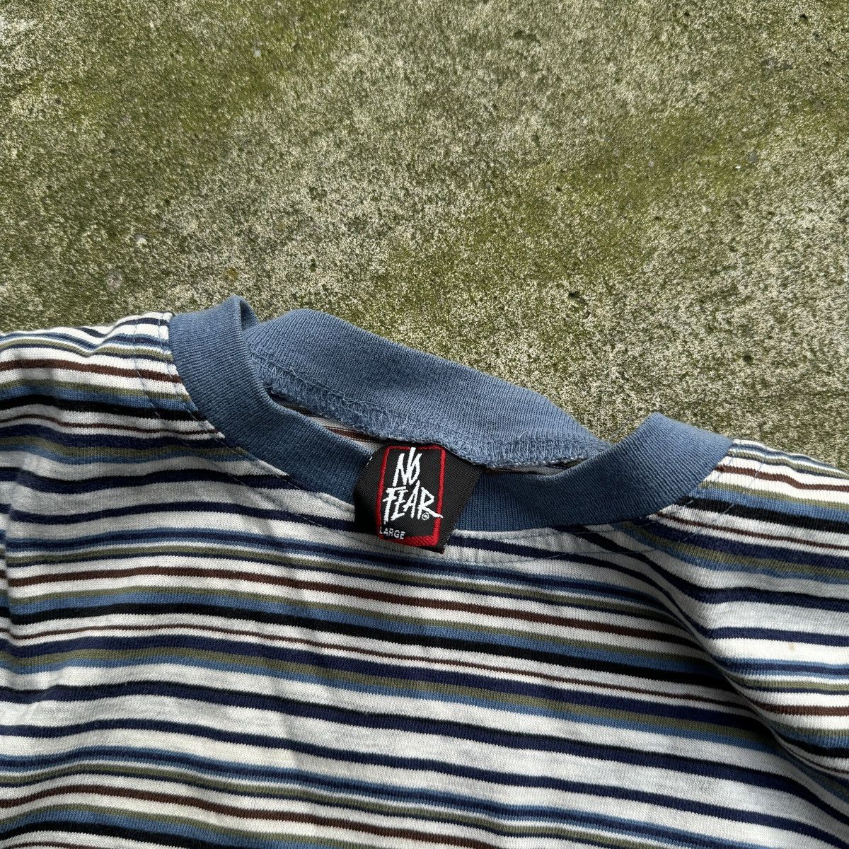 Vintage Thrashed Faded Distressed No Fear Striped Shirt ERD Grunge Size US L / EU 52-54 / 3 - 4 Thumbnail
