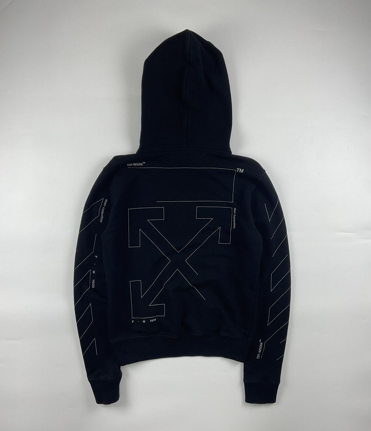 image of Off White Diagonal Unfinished Hoodie in Black, Men's (Size XS)