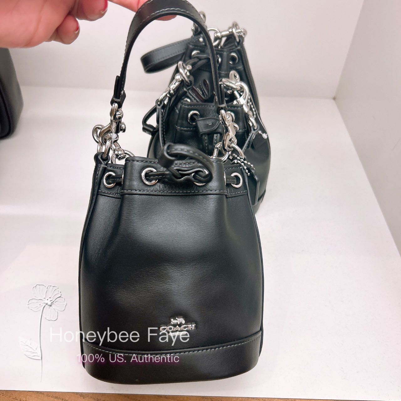image of NWT Coach Mini Bucket Bag Cr144 in Silver/Black, Women's