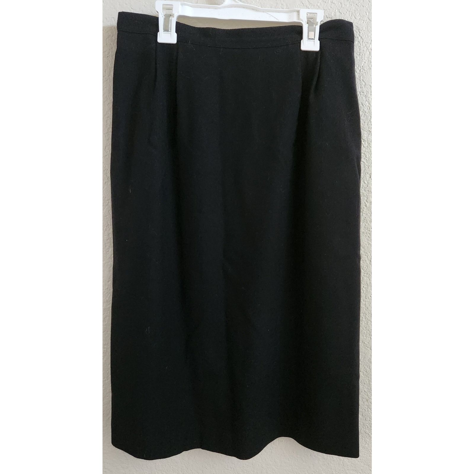 Other Black 100% Wool Below The Knee Skirt 10 Lined Lightweight Size 32" / US 10 / IT 46 - 1 Thumbnail
