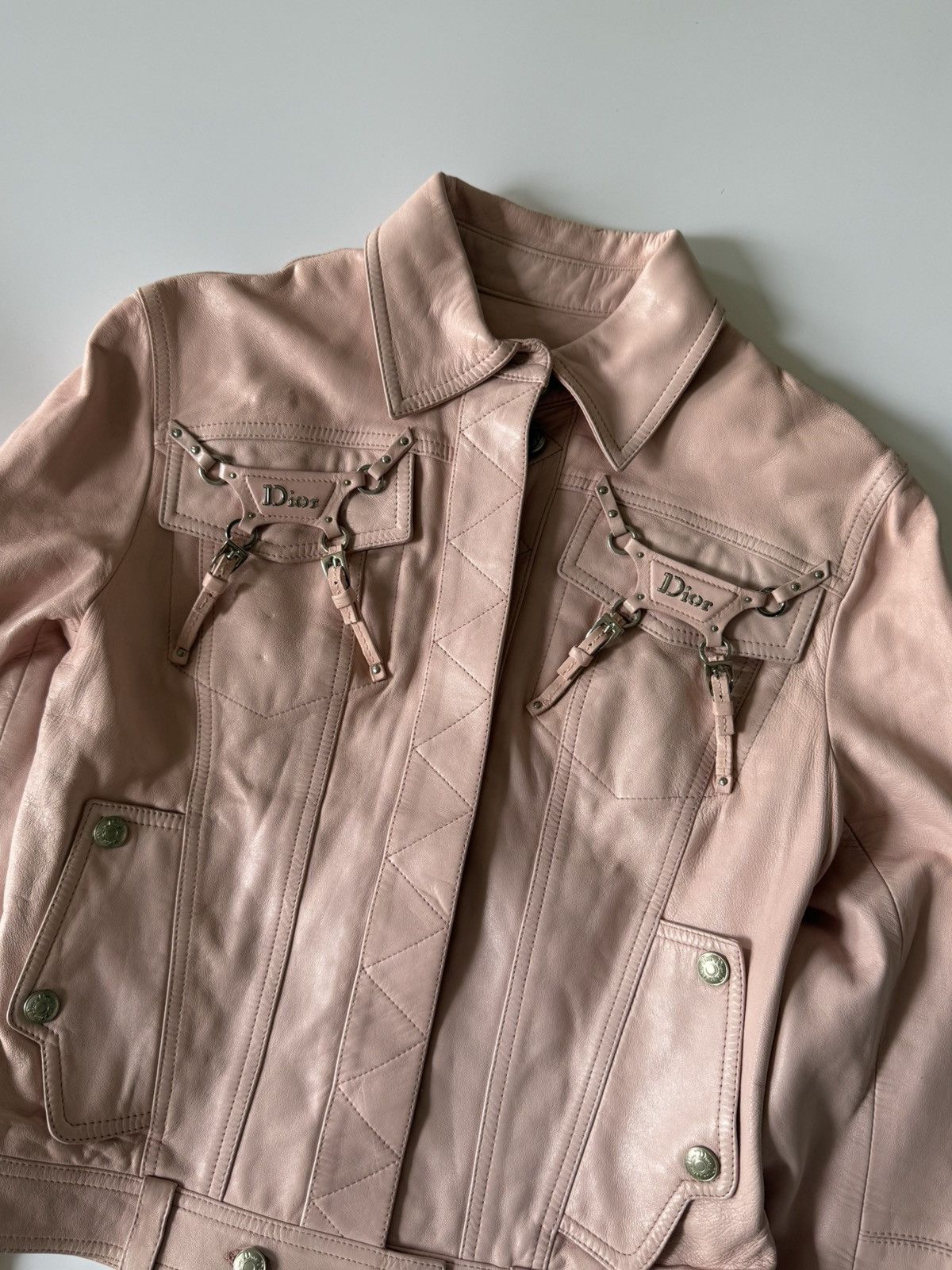 Dior Christian Dior by John Galliano S/S 2004 Pink Biker Jacket Size XS / US 0-2 / IT 36-38 - 4 Thumbnail