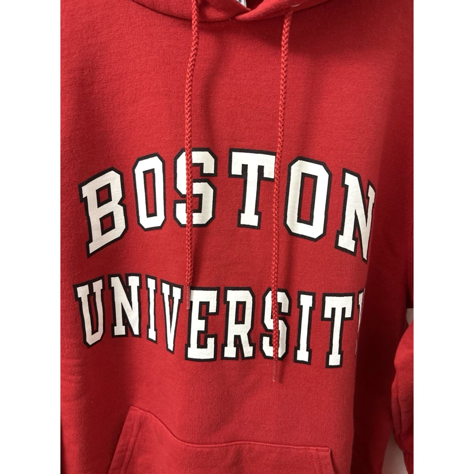 Champion Champion Hoodie Mens Small Red Boston University Pullover L/S Sweatshirt Kangaroo Pocket Graphic Print Hooded Crew Neck Football School Spirit Mens Size US S / EU 44-46 / 1 - 4 Thumbnail