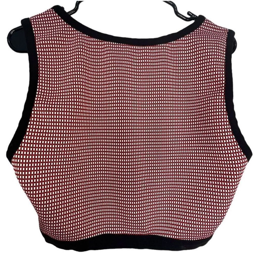 Zara ZARA Black and Red Zip Up Ultra Cropped Stretchy Tank Top Size L / US 10 / IT 46 - 4 Thumbnail