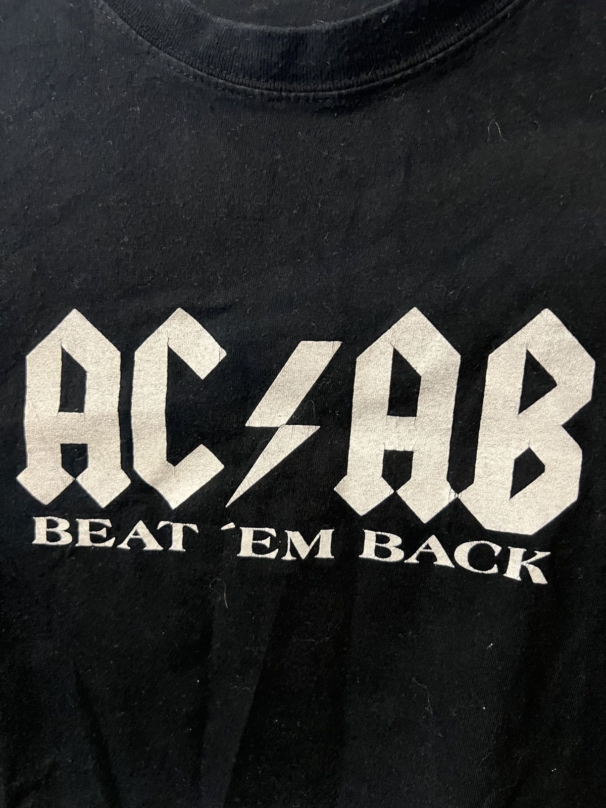 Band Tees × Vintage VINTAGE ACAB BEAT ‘EM BACK AOP PUNK BLACK LOGO T SHIRT Size US XL / EU 56 / 4 - 4 Thumbnail