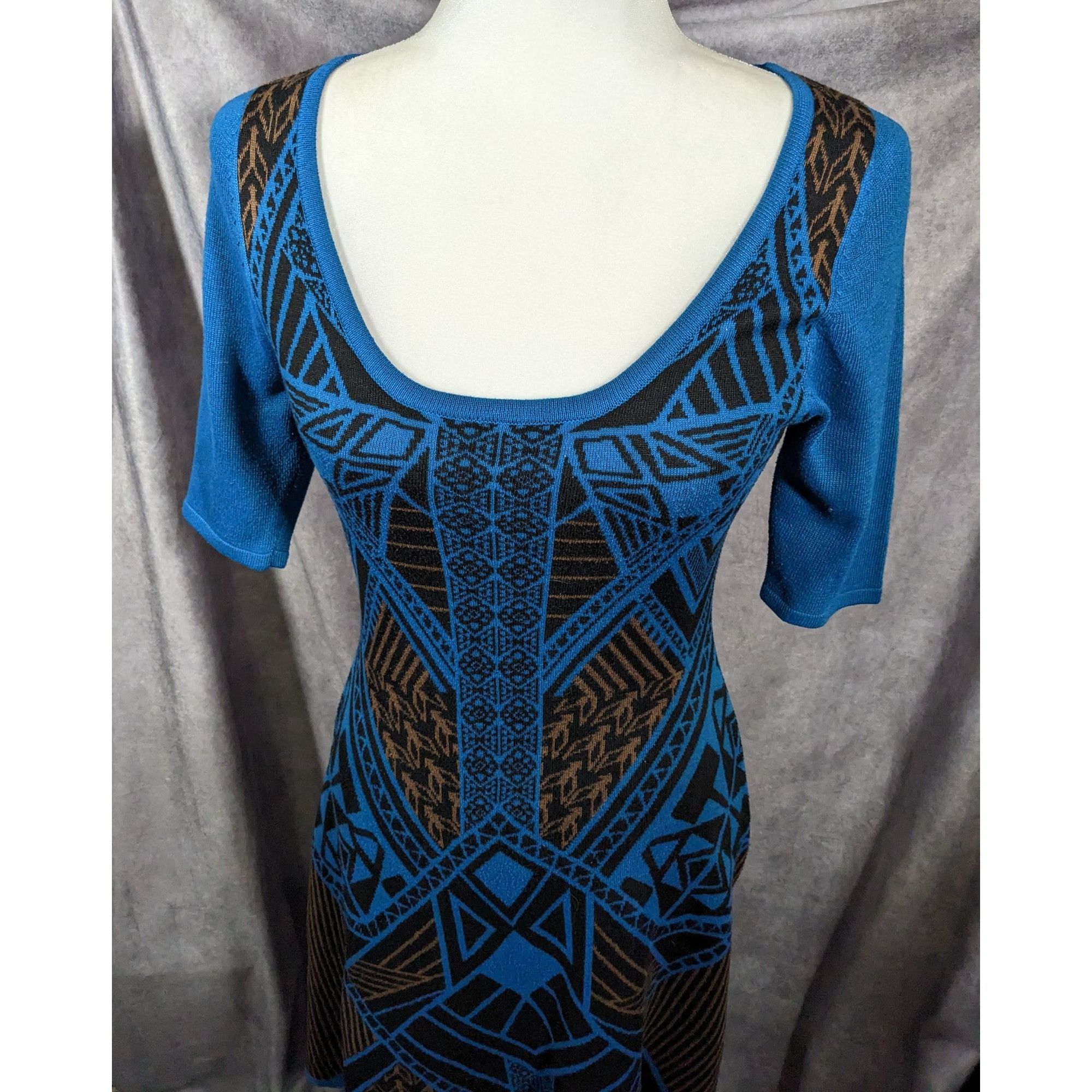 Other Flying Tomato Blue And Black Geometric Midi Dress Size Mediu Size M / US 6-8 / IT 42-44 - 8 Thumbnail
