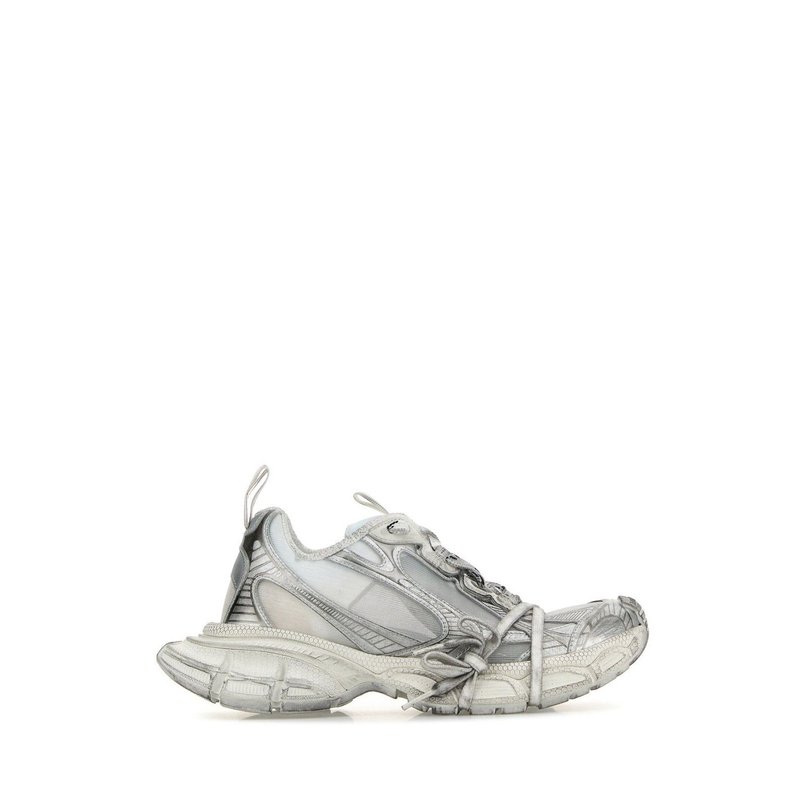 BALENCIAGA 3XL Summer Mesh Silver Leather Sneakers New And A