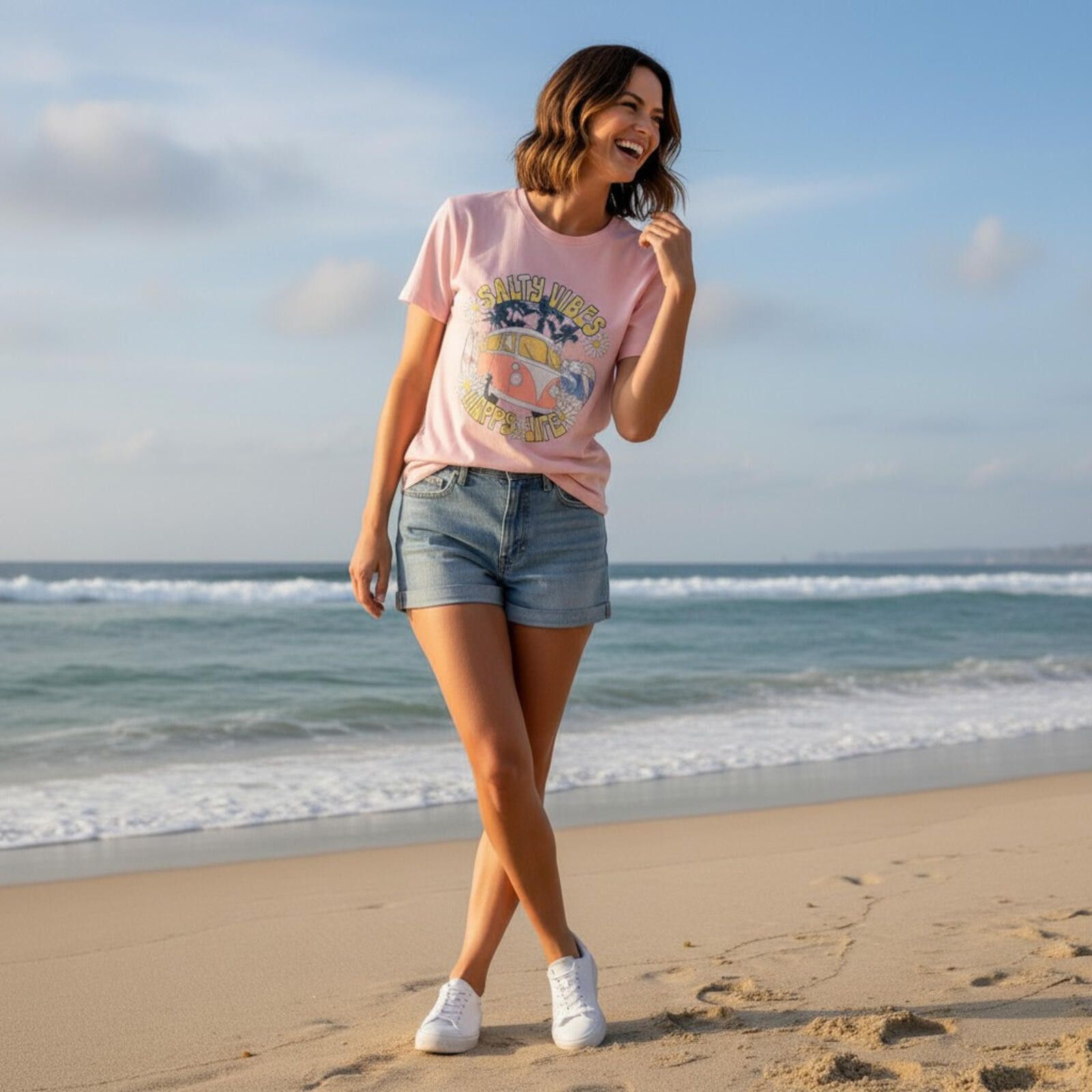Other Pink Closet Women's L T-Shirt Salty Vibes NWT Size L / US 10 / IT 46 - 1 Thumbnail