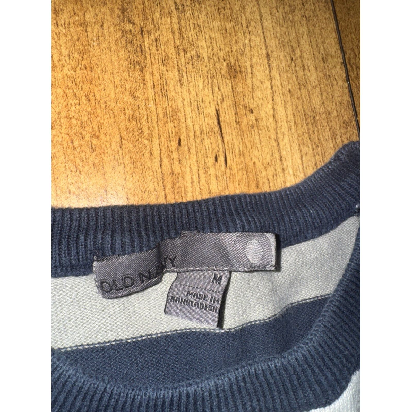 Old Navy Old Navy Striped Crewneck Sweater Medium Blue Gray Yellow Knit 18x23 Size US M / EU 48-50 / 2 - 3 Thumbnail