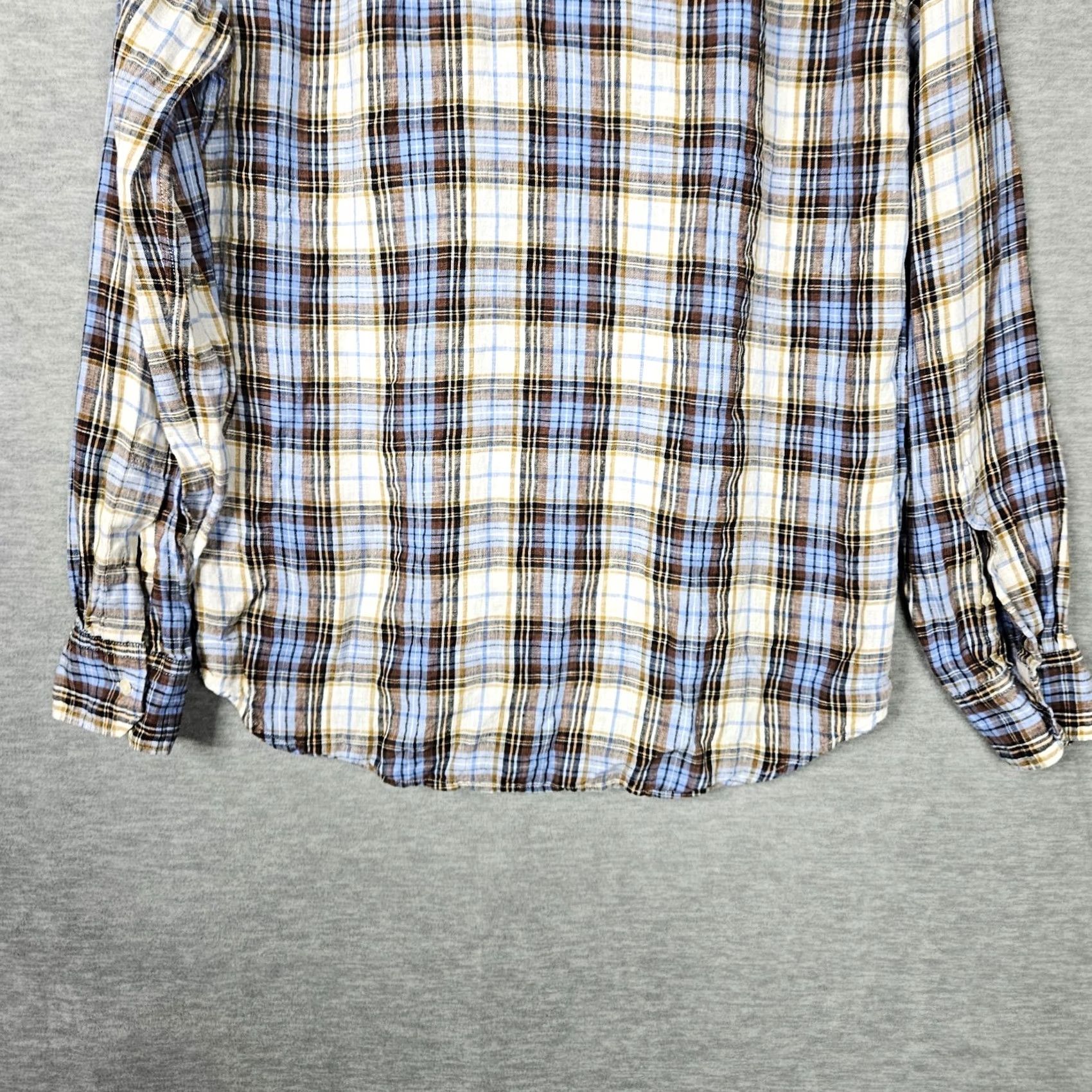 Vince Vince Shirt Button-Up Long Sleeve Plaid Multicolor Linen 100% Size L Mens Regular Modern Colorful Dress Casual Size US L / EU 52-54 / 3 - 7 Thumbnail