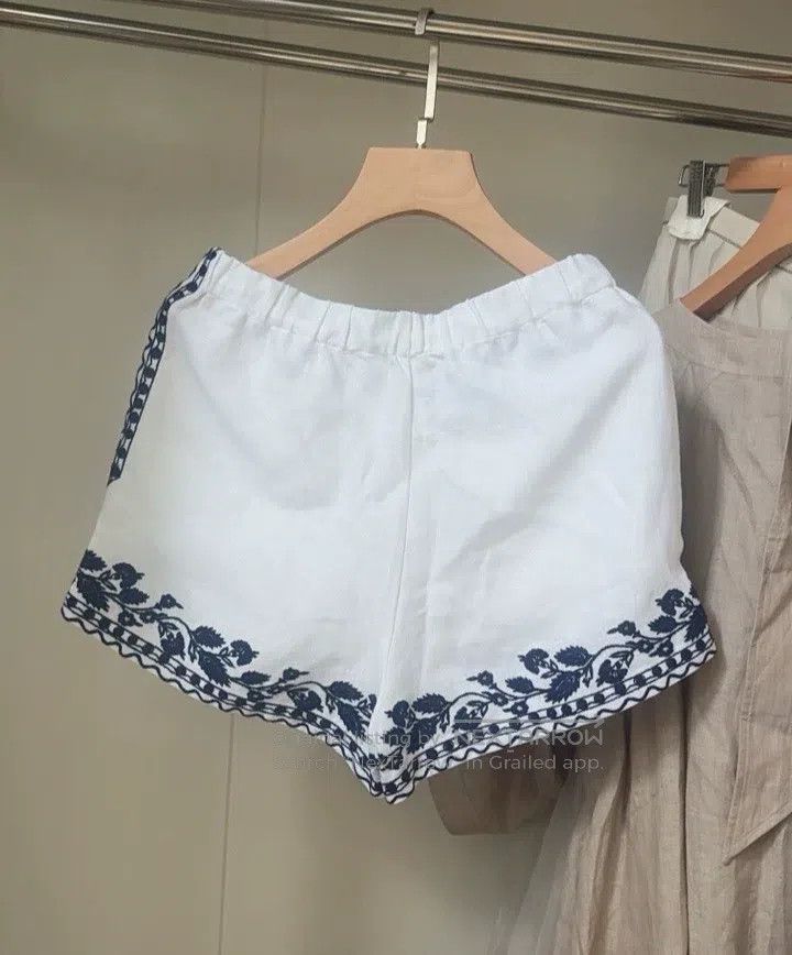 Loro Piana Loro Piana Blue and White Embroidered Linen Shorts Size 26" / US 2 / IT 38 - 8 Thumbnail