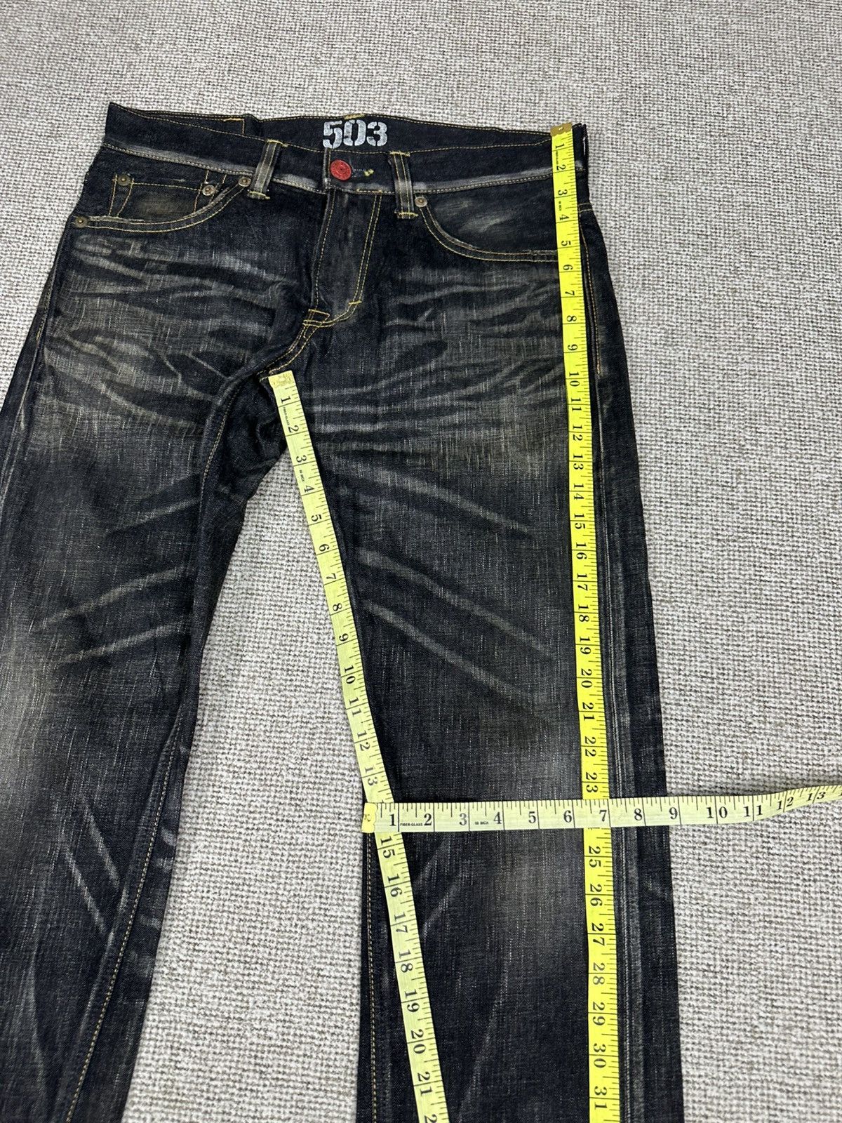 Edwin Vintage Edwin 503 Blue Trip Black Denim 33x34 D775 Size US 33 - 11 Thumbnail