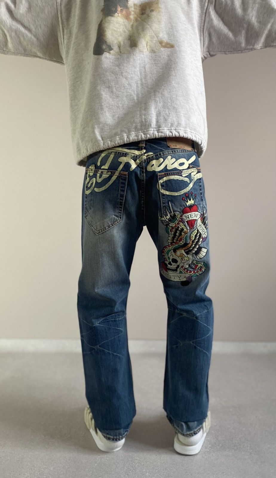 Ed Hardy by Christian Audigier Denim Jeans Big Logo Pants