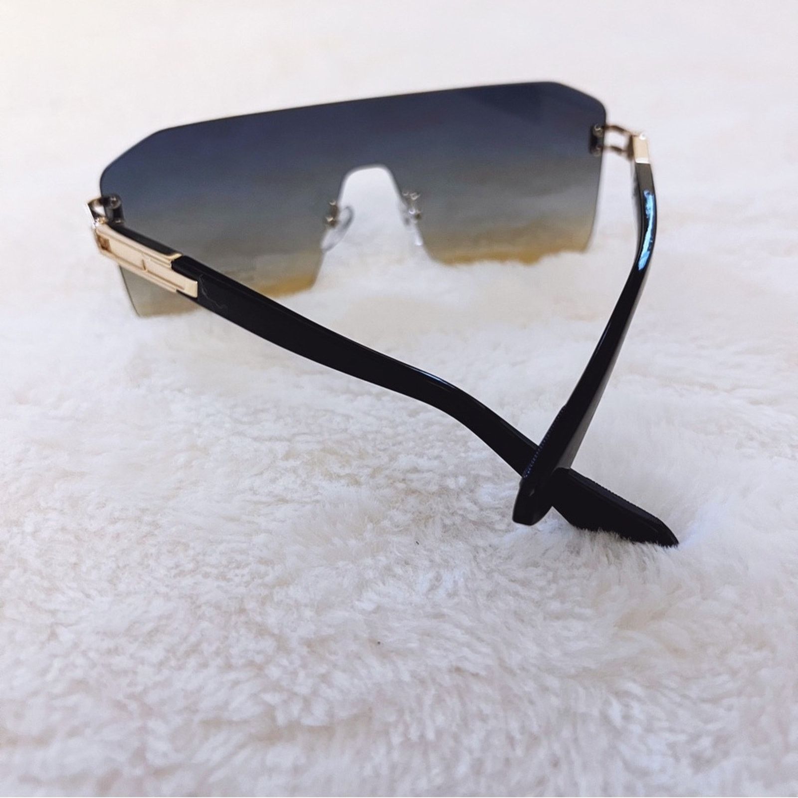 Other Sadie Teal & Brown Oversized Rimless Flat-Top Sunglasses Size ONE SIZE - 11 Thumbnail