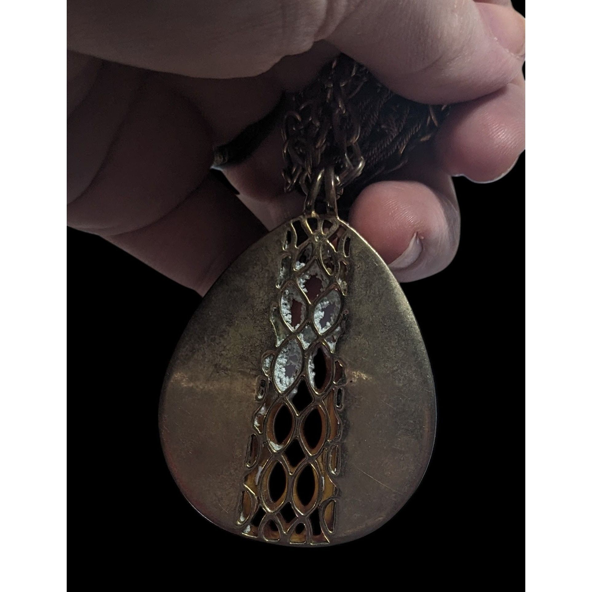 Liz Claiborne Vintage Liz Claiborne Tortoise Lucite Filigree Teardrop Pend Size ONE SIZE - 3 Thumbnail