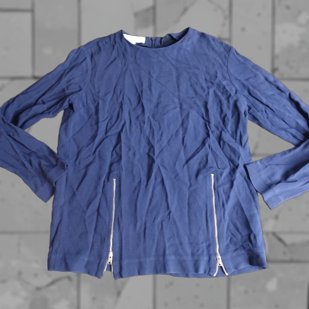 Stella McCartney Stella McCartney Womens Blouse Medium Blue Solid Long Sleeve Pullover Casual Shirt Black Label? Size M / US 6-8 / IT 42-44 - 1 Thumbnail