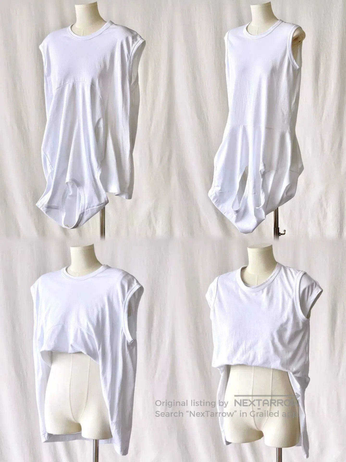CDG by Comme des Garcons Unique Deconstructed White T-Shirt. Size S / US 4 / IT 40 - 2 Thumbnail