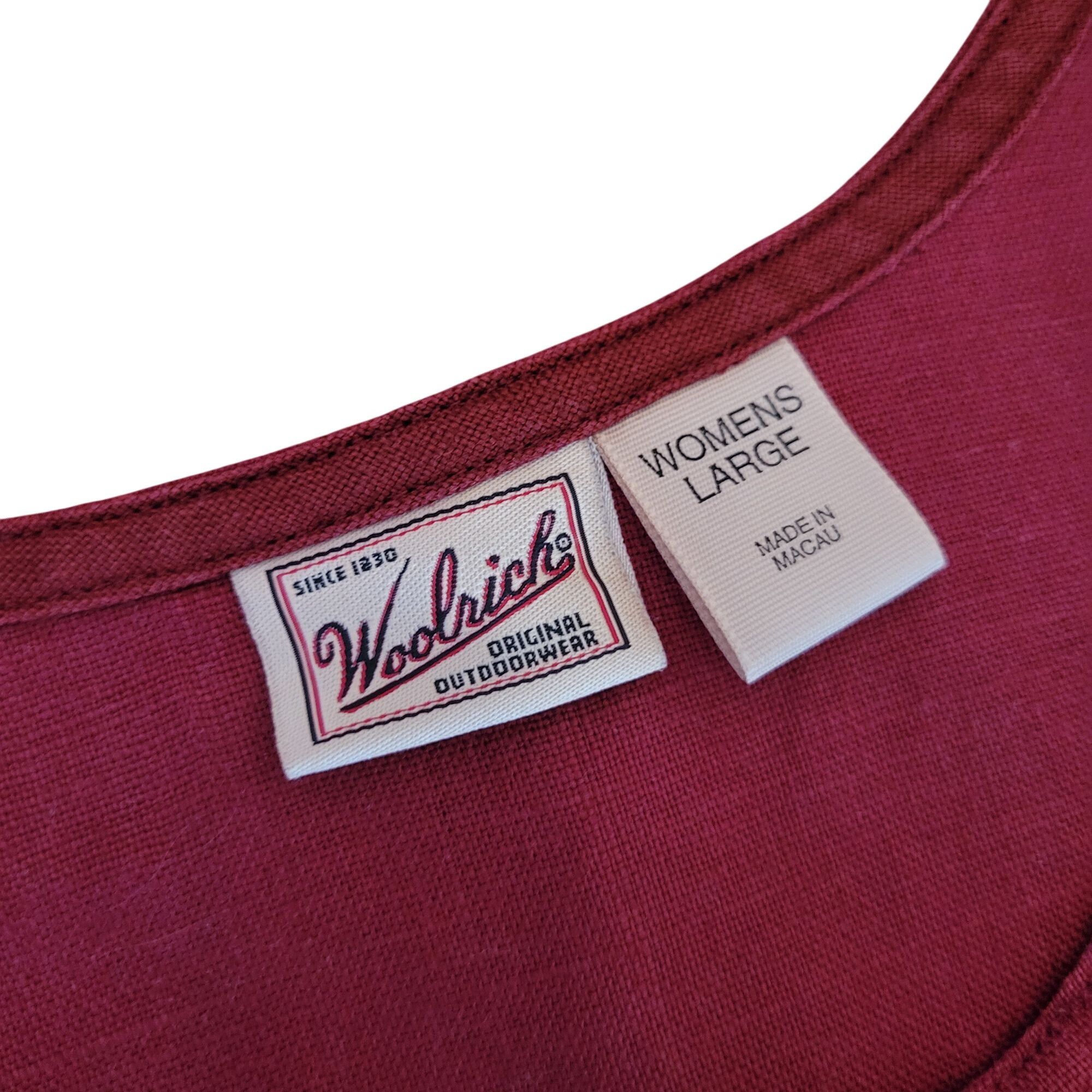 Woolrich Woolen Mills Woolrich L Pepper Red Linen Sleeveless Button Down Maxi Jump Size L / US 10 / IT 46 - 2 Thumbnail