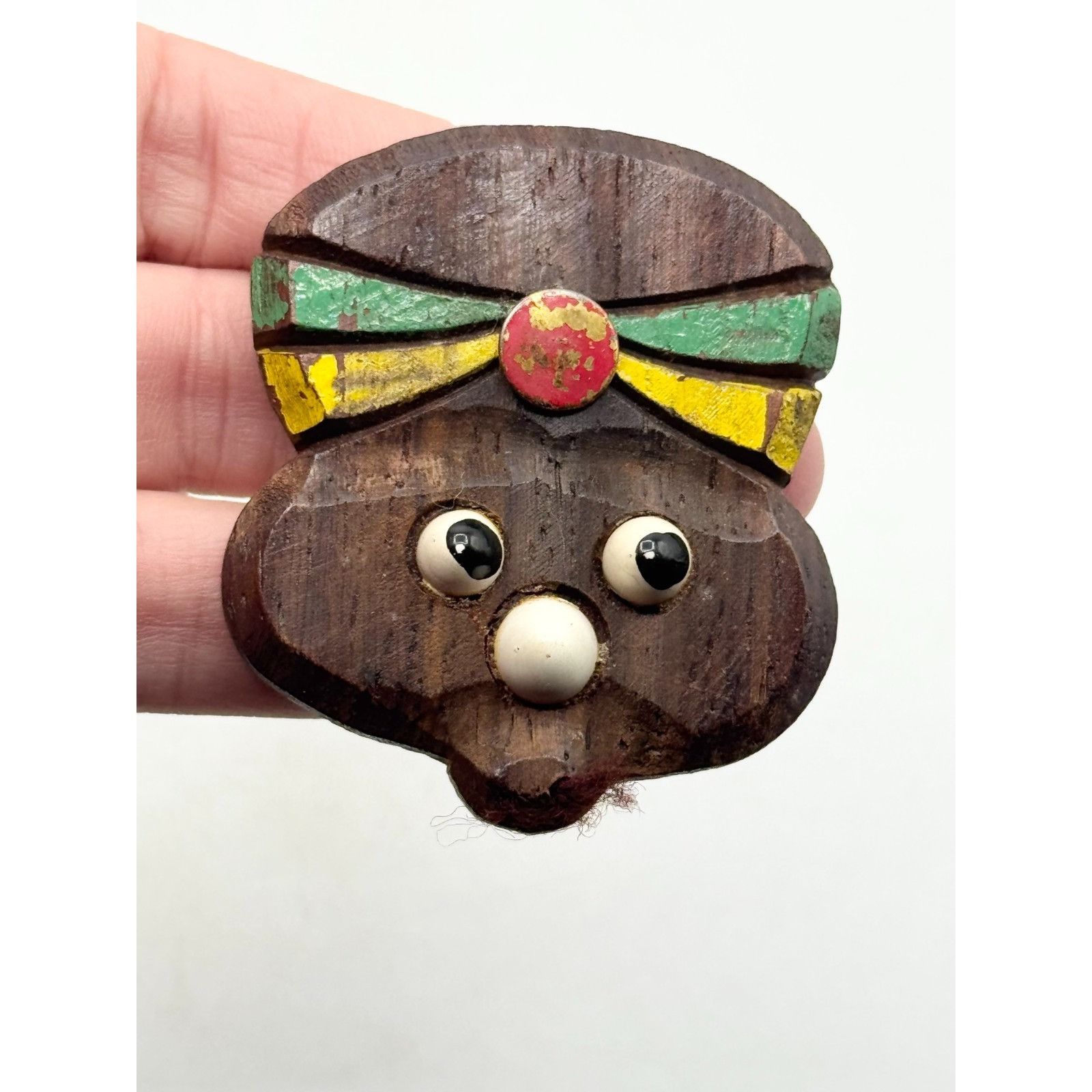 Other Estate vintage wood wooden face brooch pin Size ONE SIZE - 3 Thumbnail