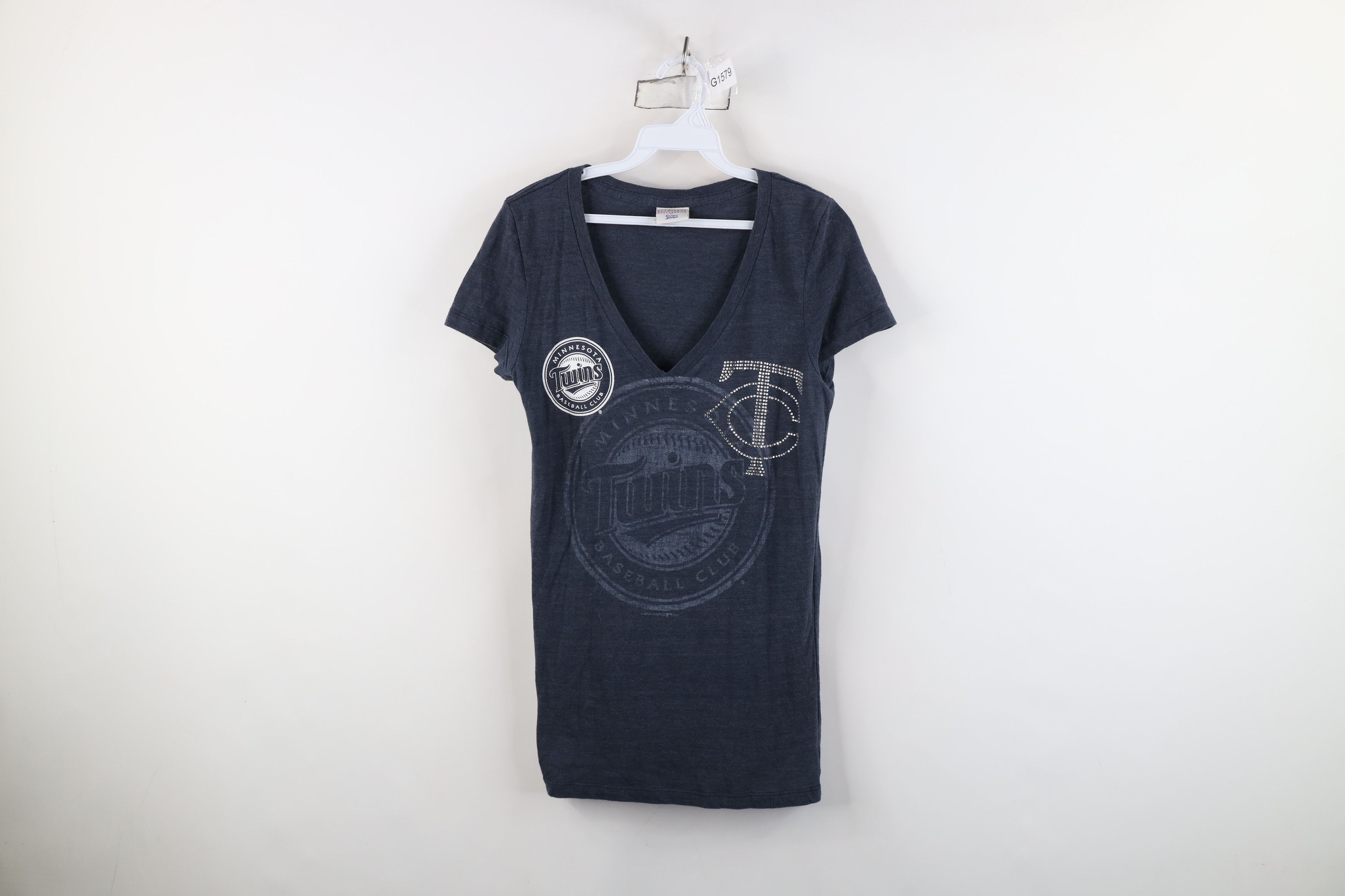 Vintage Retro Y2K Twins Baseball Jersey Knit V-Neck T-Shirt Size M / US 6-8 / IT 42-44 - 1 Thumbnail