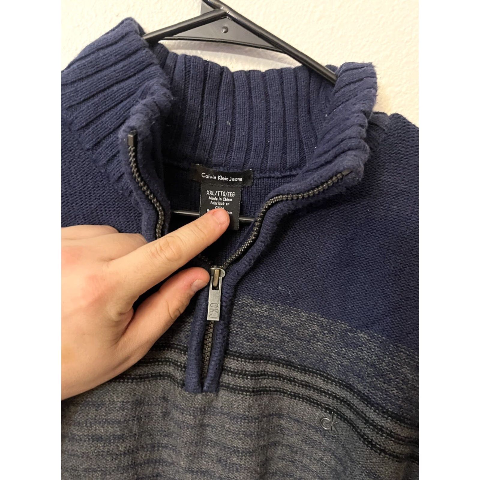Calvin Klein CALVIN KLEIN VINTAGE Sweater 1/4 Zip Mock Neck 2XL Blue Mens Size US XXL / EU 58 / 5 - 3 Thumbnail