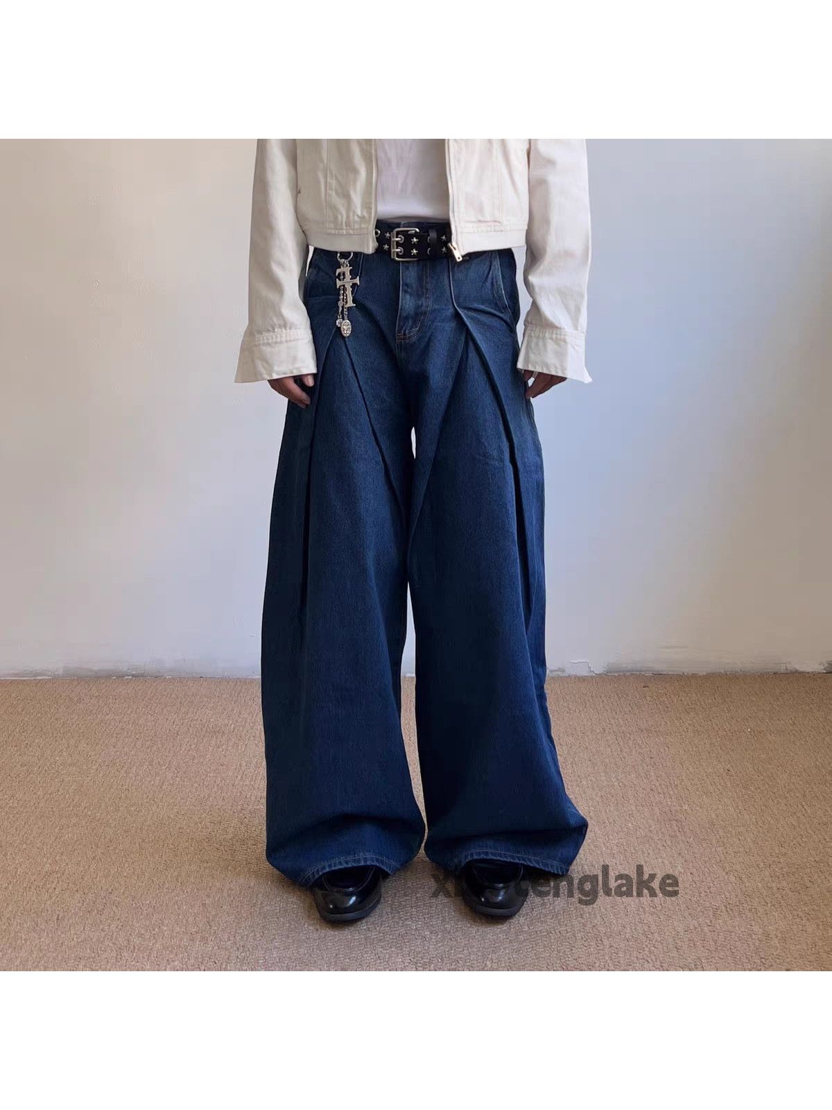 Jean xz vintage wide Leg loose hiphop flared pleaded jeans Size US 26 / EU 42 - 2 Thumbnail
