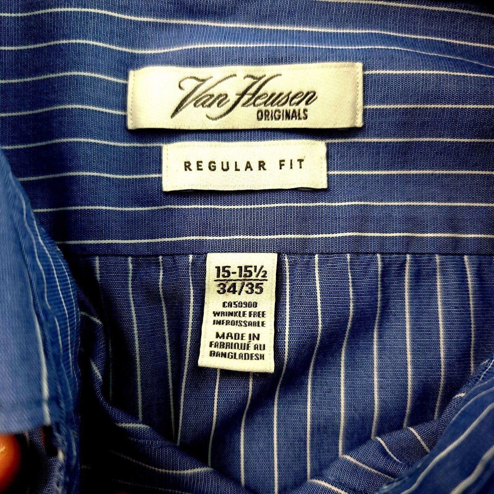 Van Heusen Van Heusen Originals Regular Fit 15-15.5 34/35 Blue Striped Size US S / EU 44-46 / 1 - 9 Thumbnail