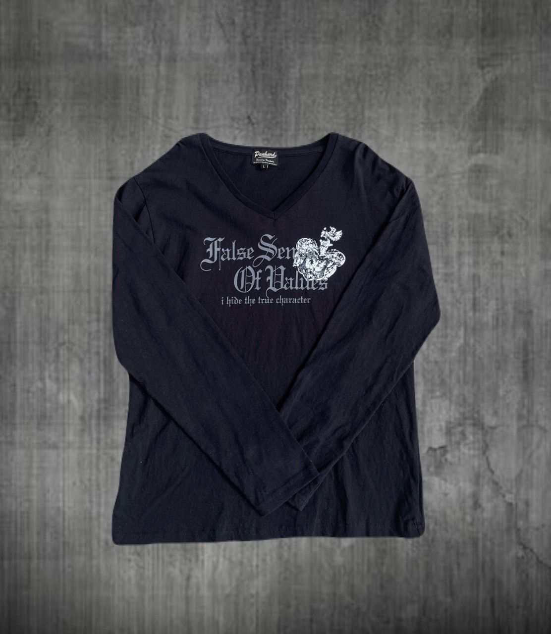 2000s Japanese archive Vkei Dark Poem V-neck Long Sleeve Tee