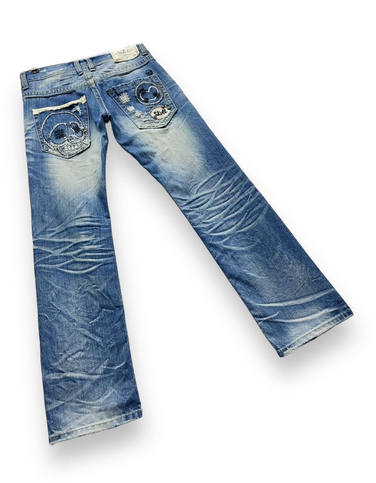 Lolita Jeans FYE🔥LOLITA Skull Embroidery Distressed Exotic Washed Denim Size US 29 - 7 Thumbnail