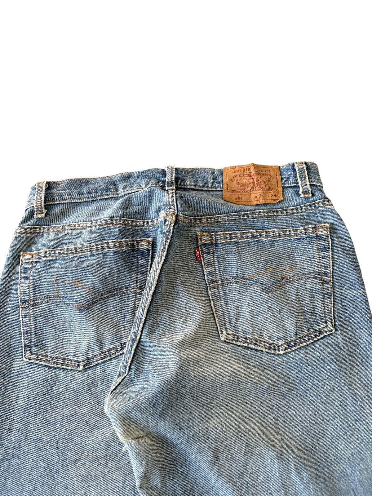 Levi's Vintage 90s Levis 501 Mud Wash Distressed Loose Jeans Size US 32 / EU 48 - 4 Thumbnail