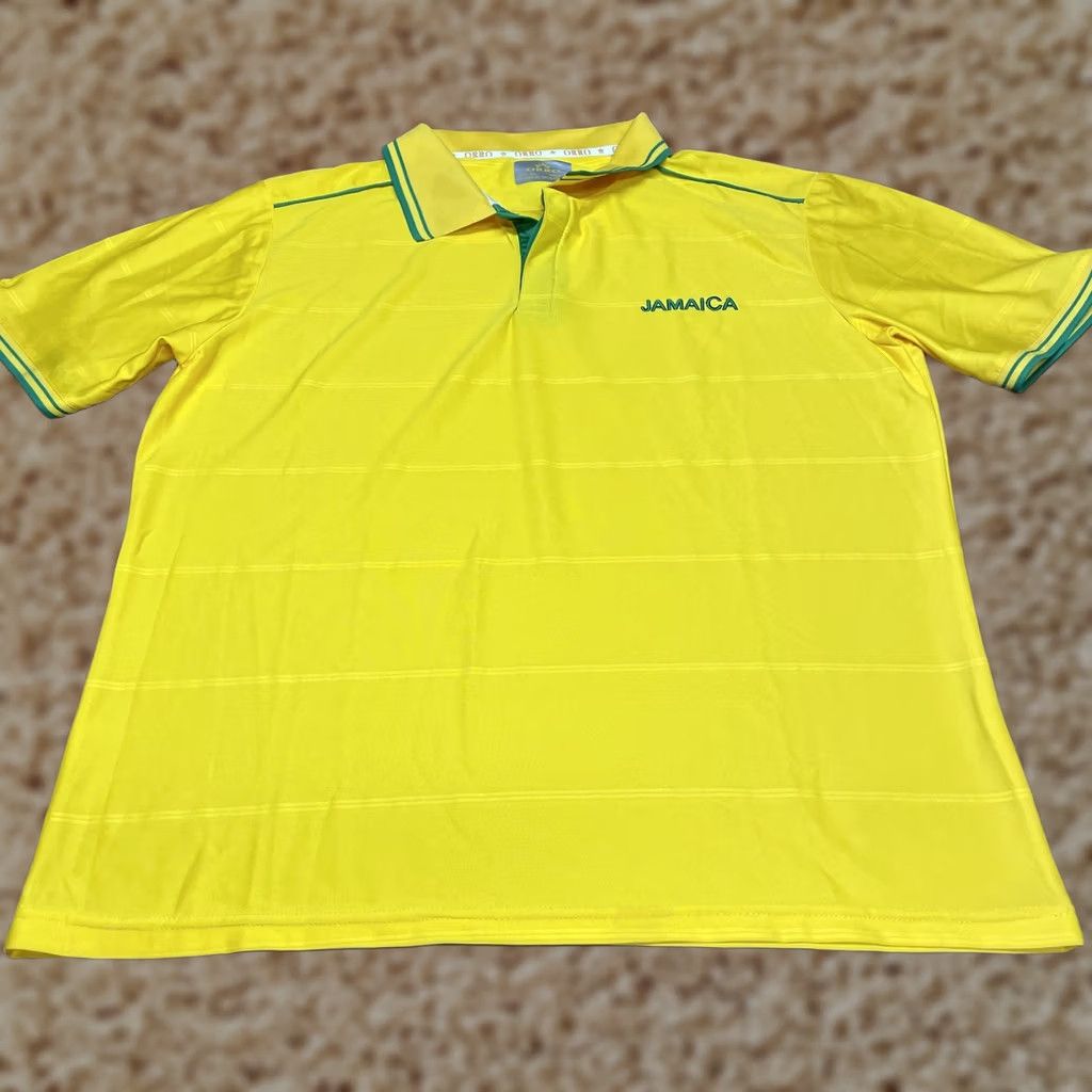 Vintage ORRO Polo Shirt Mens XL Yellow Dri-Fit Jamaica Embroidered Performance Golf Shirt Size US XL / EU 56 / 4 - 1 Thumbnail