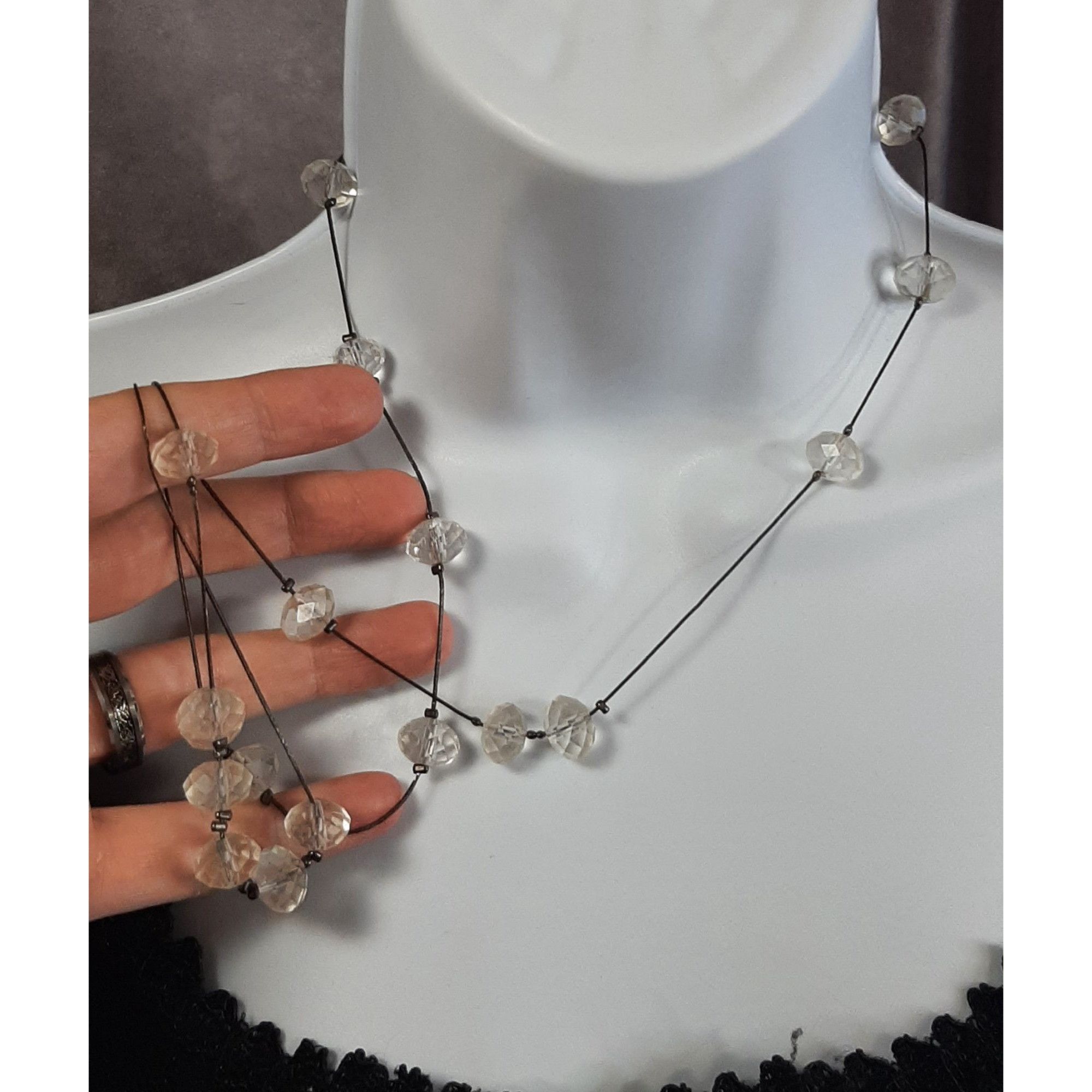 Other Elegant Abstract Crystal Beaded Station Necklace Size ONE SIZE - 2 Thumbnail