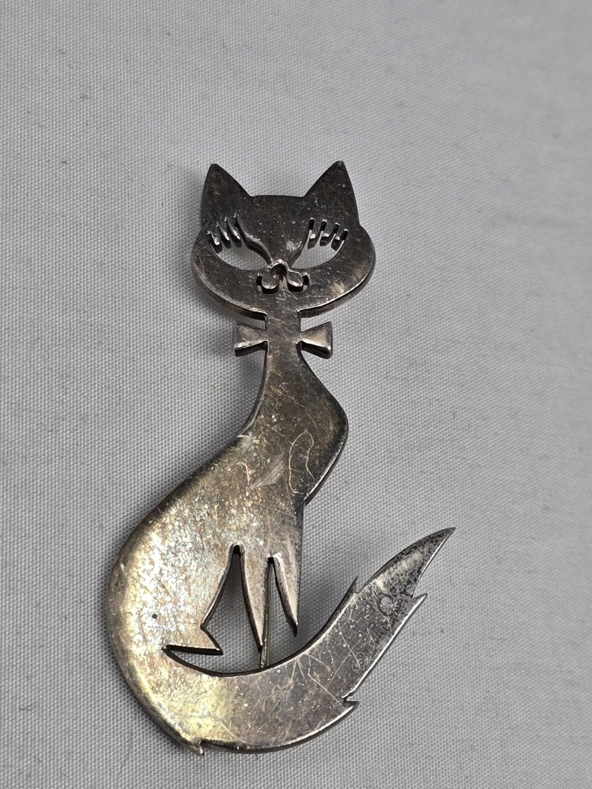 Other Vintage Taxco Mexico Sterling Modernist Cat Brooch Pendant Size ONE SIZE - 2 Thumbnail
