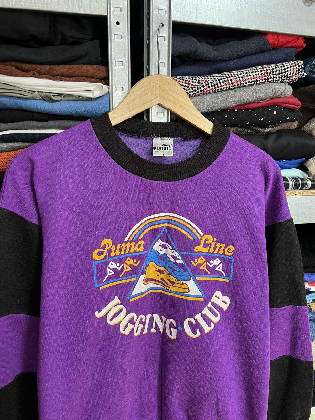 Puma Vintage Puma Line Jogging Club Sweatshirt Size M Rare 80s Size US M / EU 48-50 / 2 - 2 Thumbnail