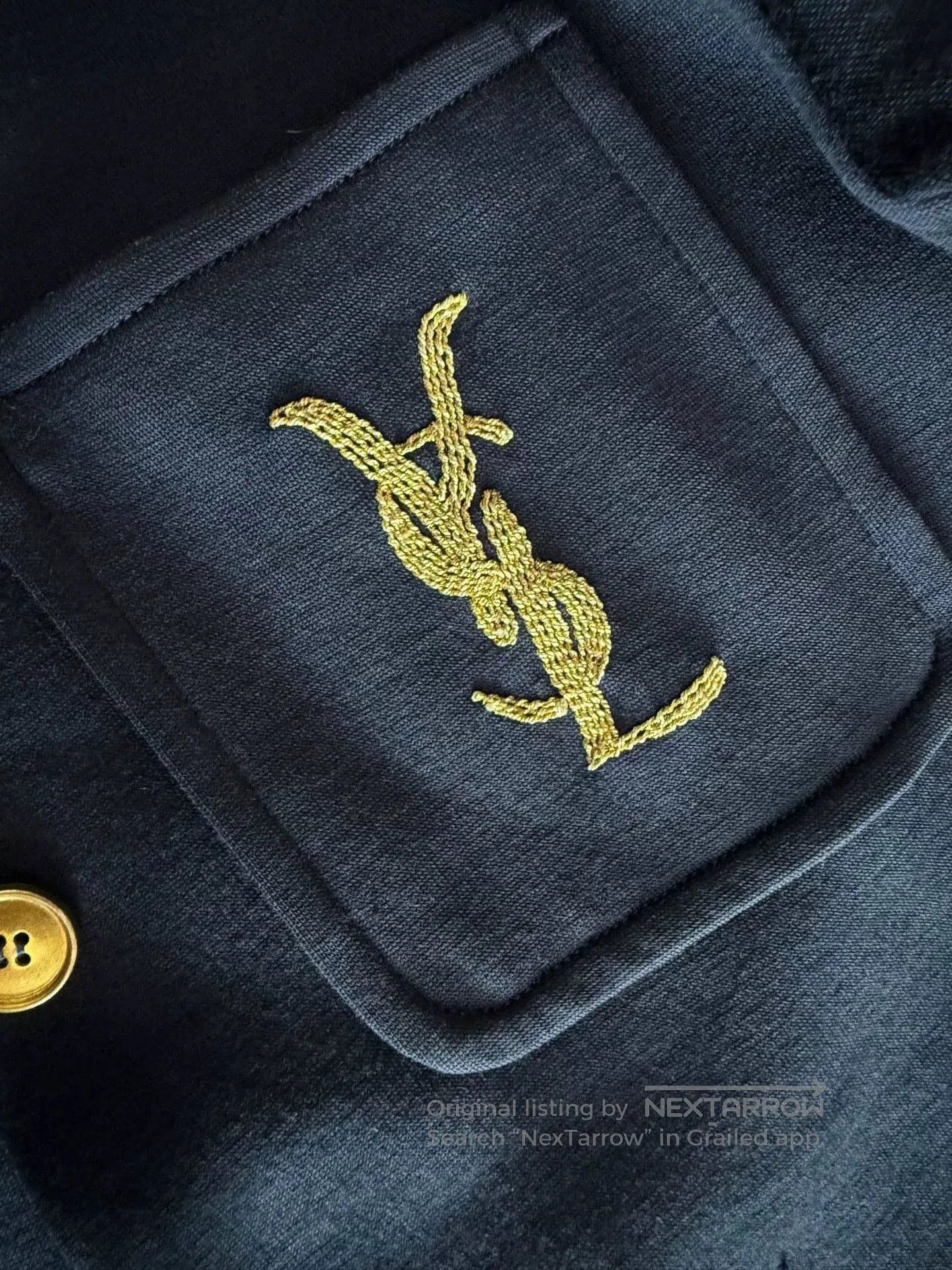 Yves Saint Laurent YSL Logo Embroidered Shirt Jacket. Size S / US 4 / IT 40 - 5 Thumbnail