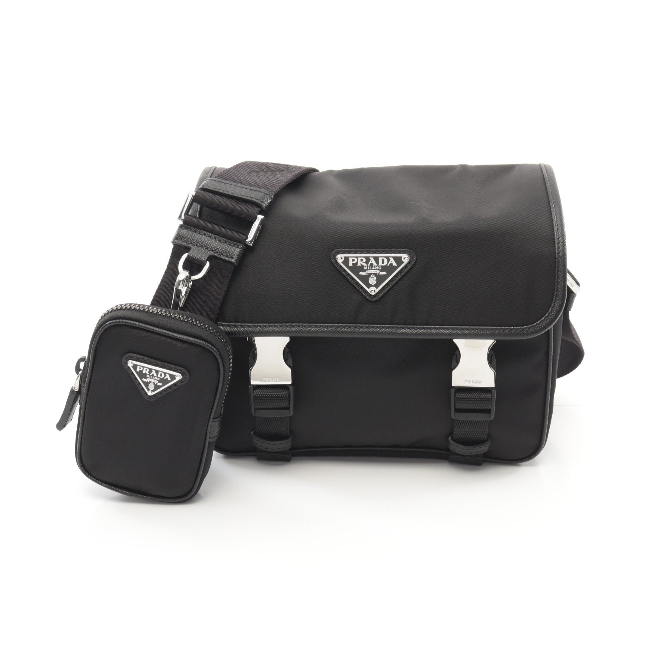 Prada Prada Re-Nylon Shoulder Bag Nylon Saffiano Leather Black Size ONE SIZE - 1 Thumbnail