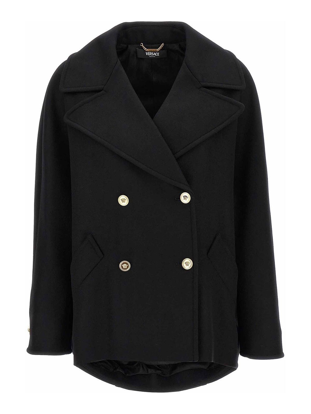 Versace o1s22i1n1024 Double-Breasted Cocoon Jacket in Black Size S / US 4 / IT 40 - 1 Thumbnail