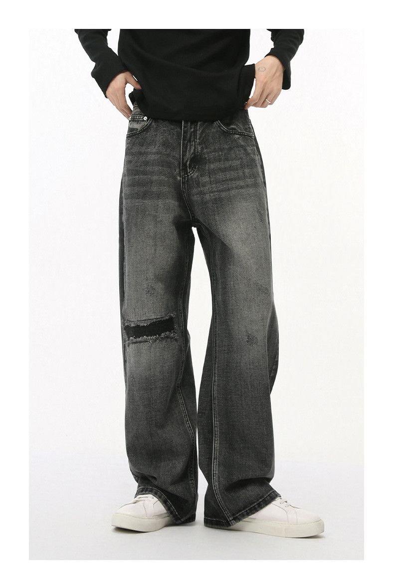 Japanese Brand × Jean Gray washed vintage loose versatile ripped jeans Size US 34 / EU 50 - 1 Thumbnail