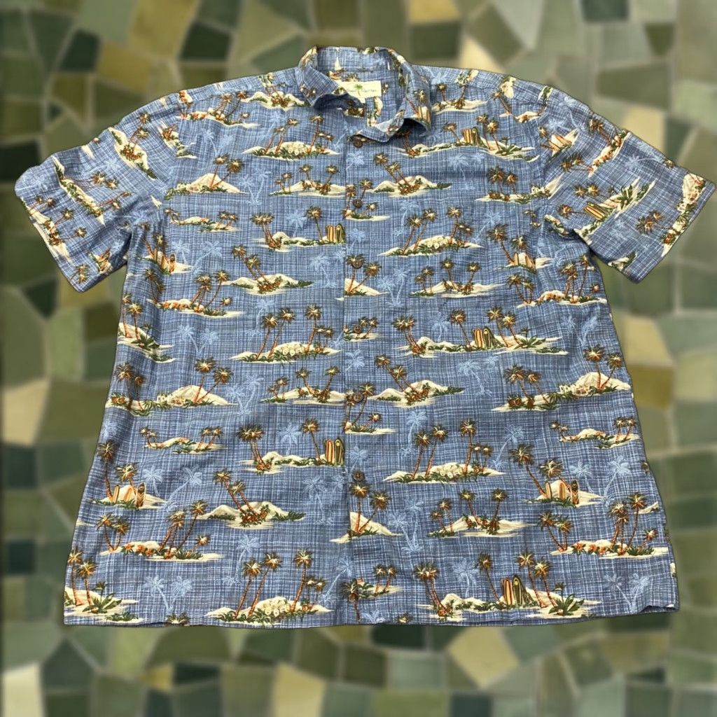 Vintage VINTAGE Island Shores Hawaiian Shirt Button-Up Beach Casual Cotton Blue Large Adult Mens Shirt Regular Fit Short Sleeve Aloha 90s Size US L / EU 52-54 / 3 - 1 Thumbnail