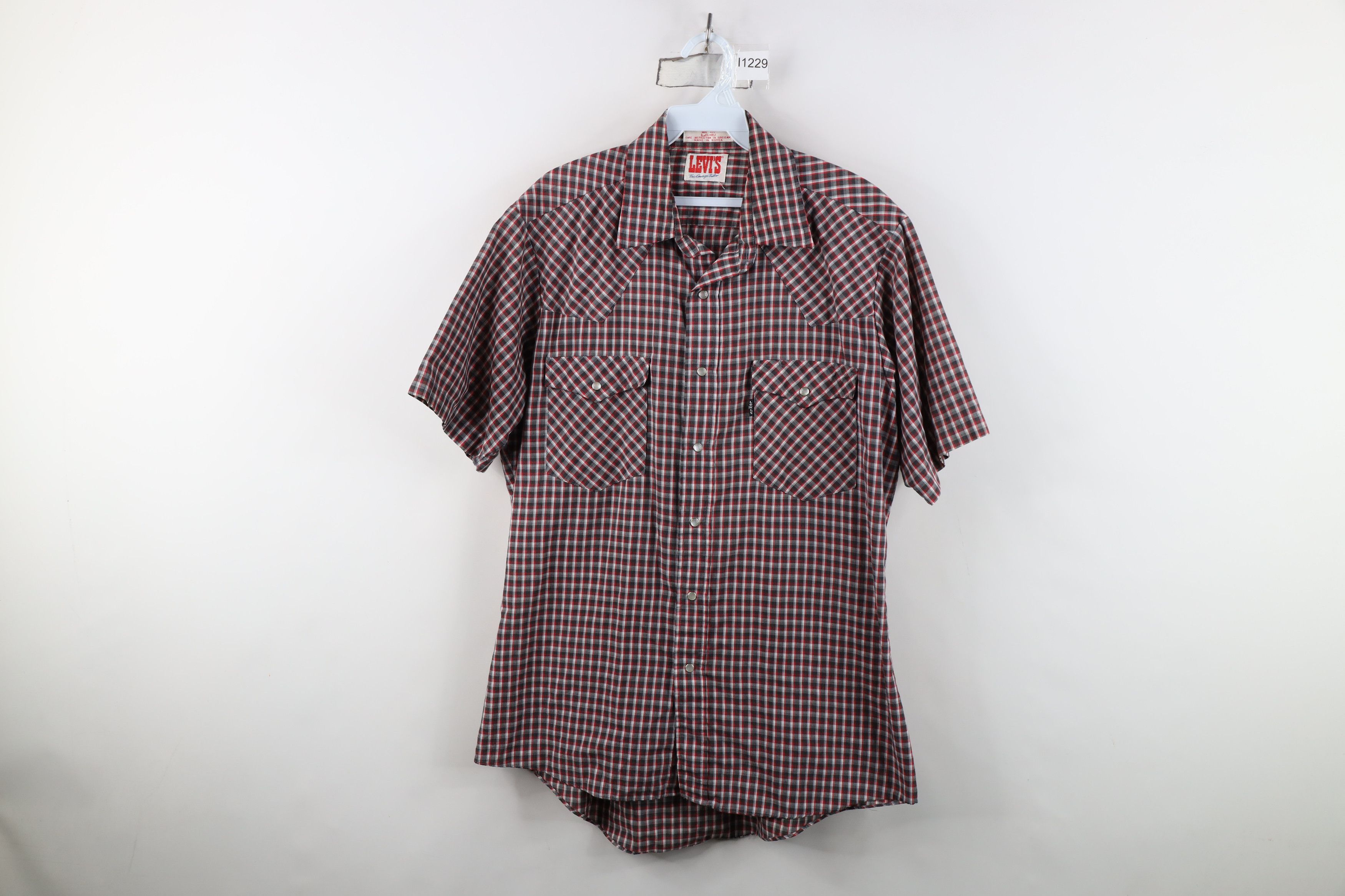 Levi's Vintage 80s 90s Levis Cowboy Button Short Sleeve Shirt Plaid Size US L / EU 52-54 / 3 - 1 Thumbnail