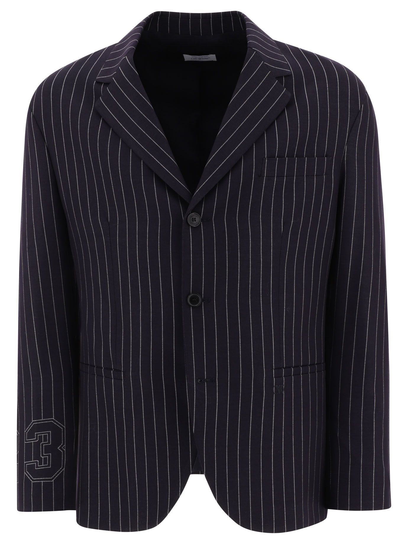 Off-White Pinstriped Blazer Size US M / EU 48-50 / 2 - 1 Thumbnail