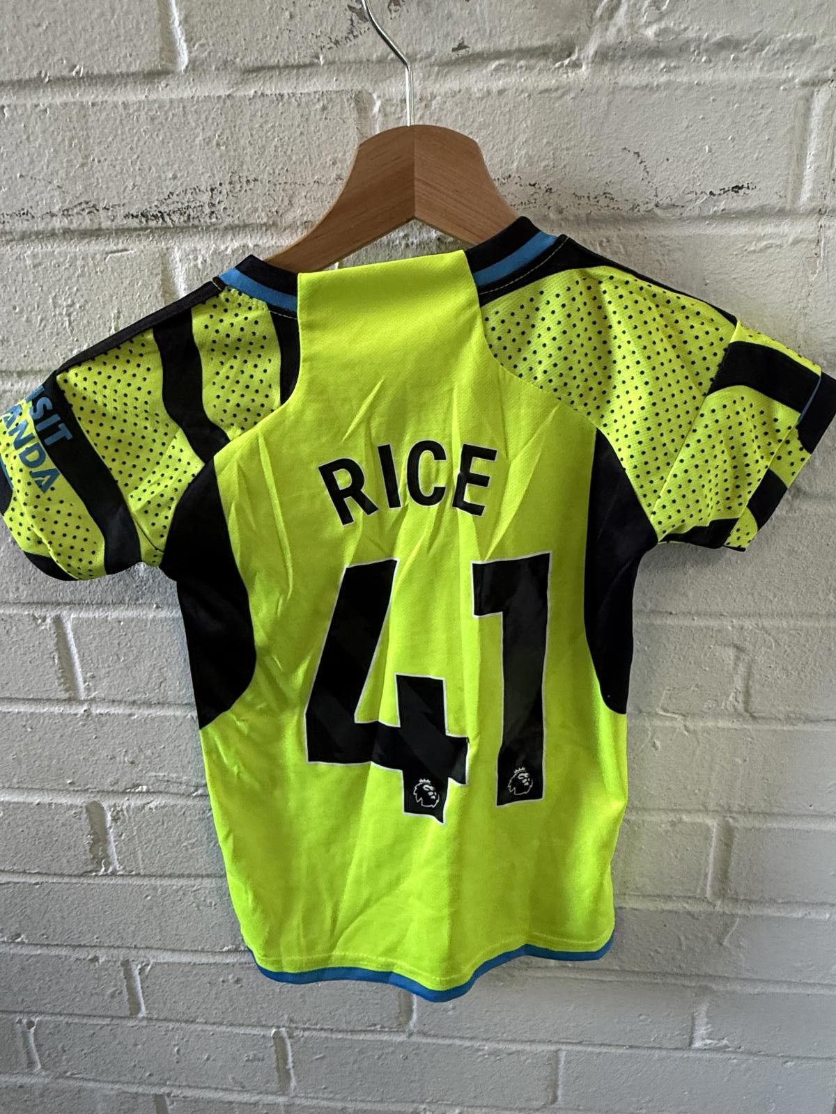 Adidas Arsenal Kids Football Jersey Rice 41 Neon Yellow Black Size US XS / EU 42 / 0 - 2 Thumbnail