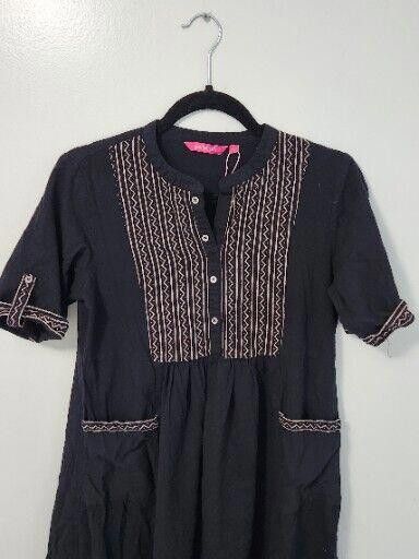 Designer Ethnicity Dress Medium Black Embroidered Short Sleeve Indian Size M / US 6-8 / IT 42-44 - 4 Thumbnail